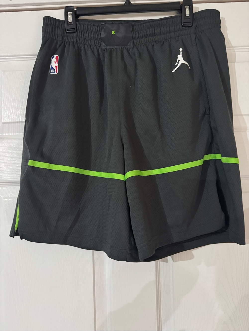 Jordan Men’s Black Athletic Shorts with Neon Green Stripe